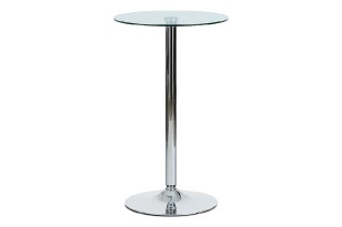 Barový stůl  průměr 60 cm - čiré sklo/chrom  AUB-6070 CLR